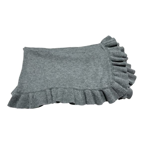 Pottery Barn Kids Gray Ruffle Knit Baby Blanket Cotton Acrylic - Picture 1 of 4